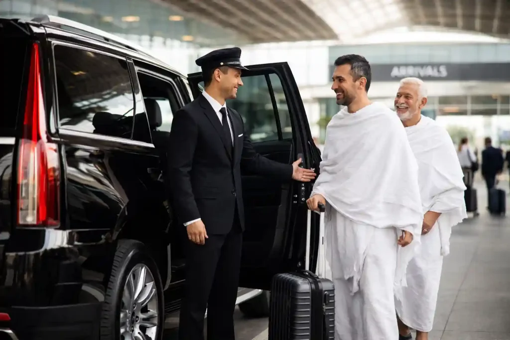 driver picking up pilgrims from airport